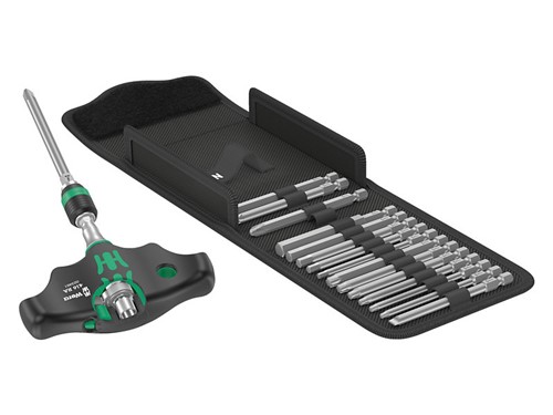 Wera Kraftform T Handle Ratchet Screwdriver and Bits Set 17 piece