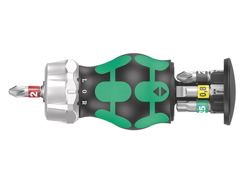 Wera Kraftform Stubby Mini Ratchet Screwdriver with Bits 6 piece