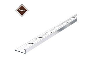 Tile Rite Trade L Shaped Tile Trim Bright Silver 8mm 2.44m