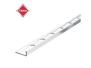 Tile Rite Trade L Shaped Tile Trim Bright Silver 12mm 2.44m