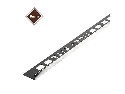 Tile Rite Tile Trim L Shaped Bright Silver 8mm