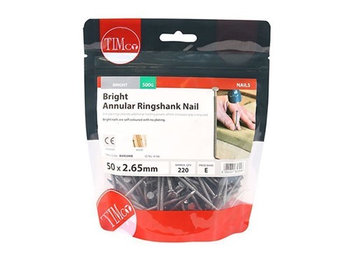 TIMco Annular Ringshank Nail Bright 50mm  2.65g 500g