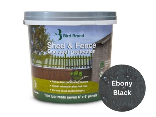 Bird Brand One Coat Protection Shed & Fence Paint 5L - Ebony Black