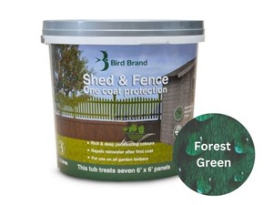 Bird Brand One Coat Protection Shed & Fence Paint 5L - Forest Green