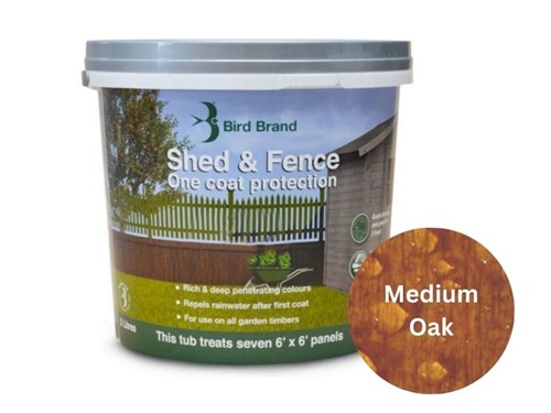 Bird Brand One Coat Protection Shed & Fence Paint 5L - Medium Oak