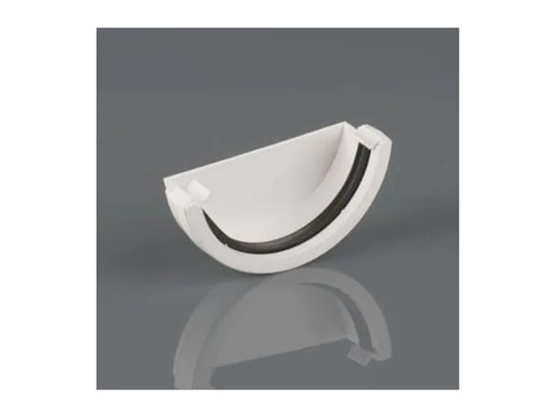 Half Round Gutter External Stop End 112mm - White