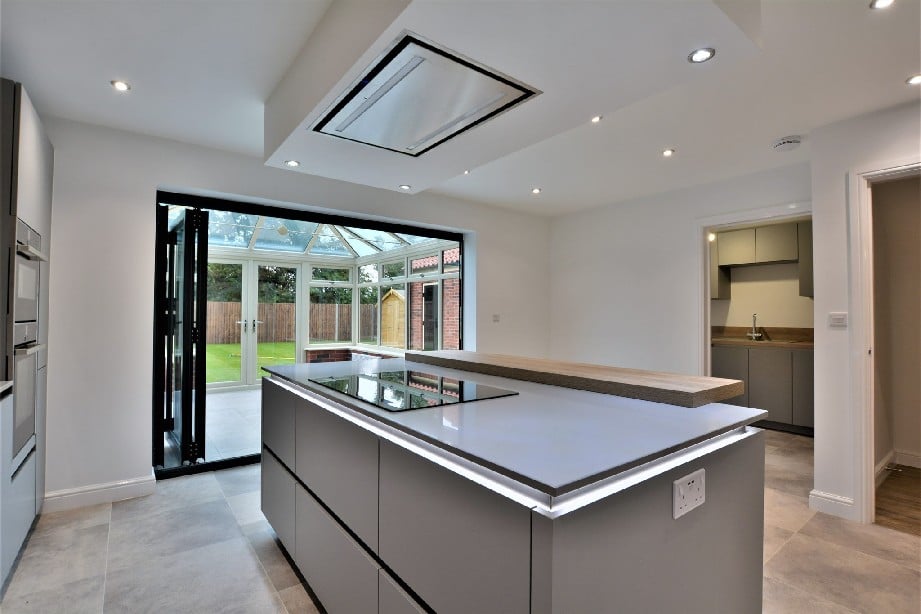 Grey Kitchen with warm wood accents