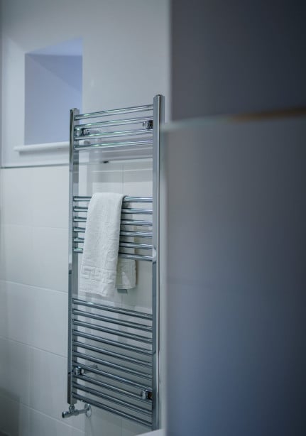 Chrome towel rail-bathroom transformation