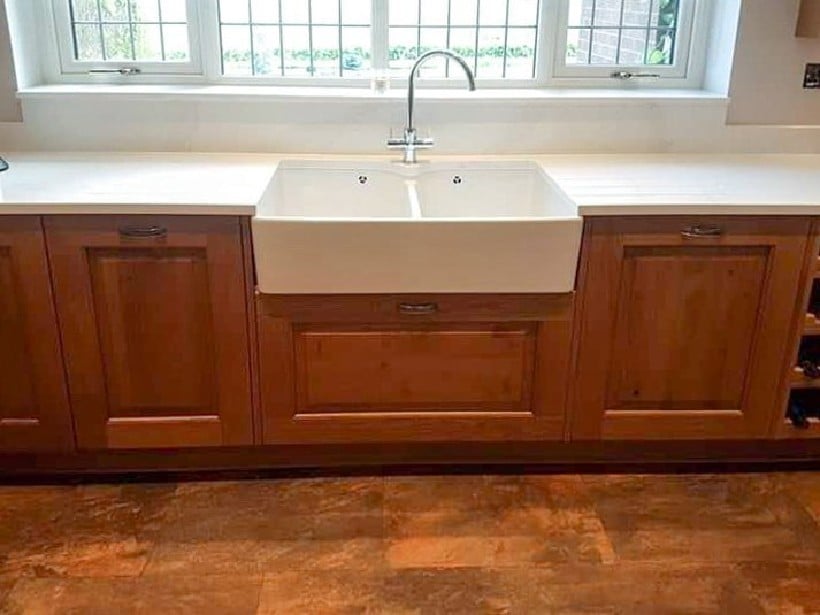 Belfast ceramic sink in solid oak kitchen