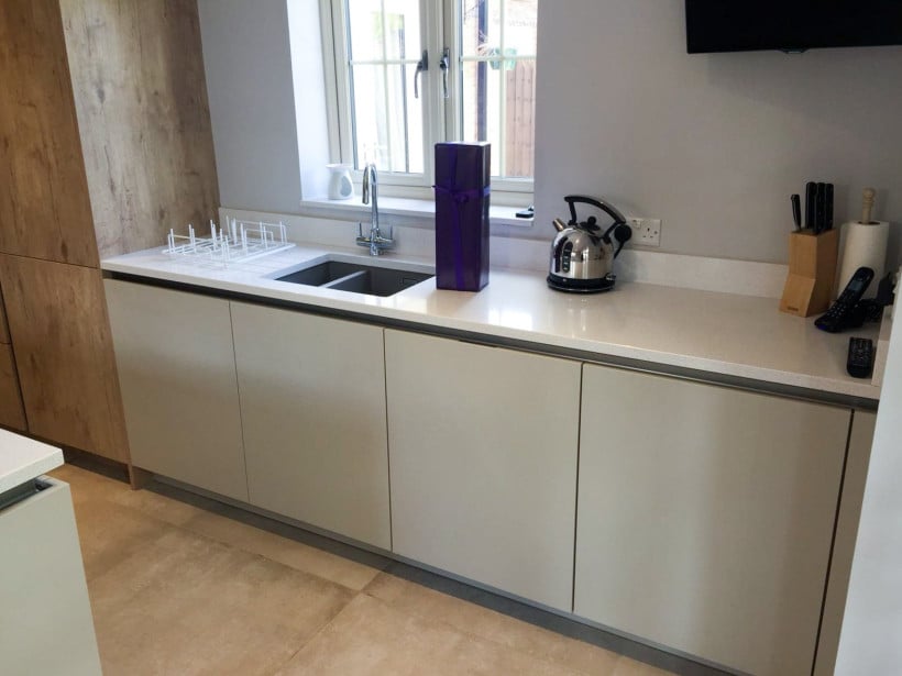 Blanco undermount sink with white cabinets