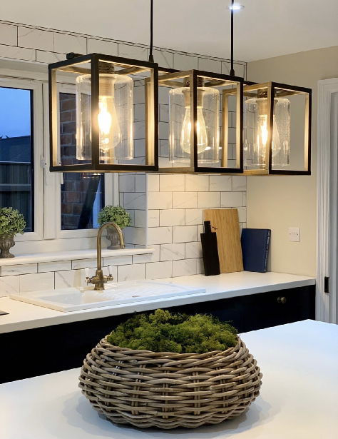 Brass box frame pendant lights